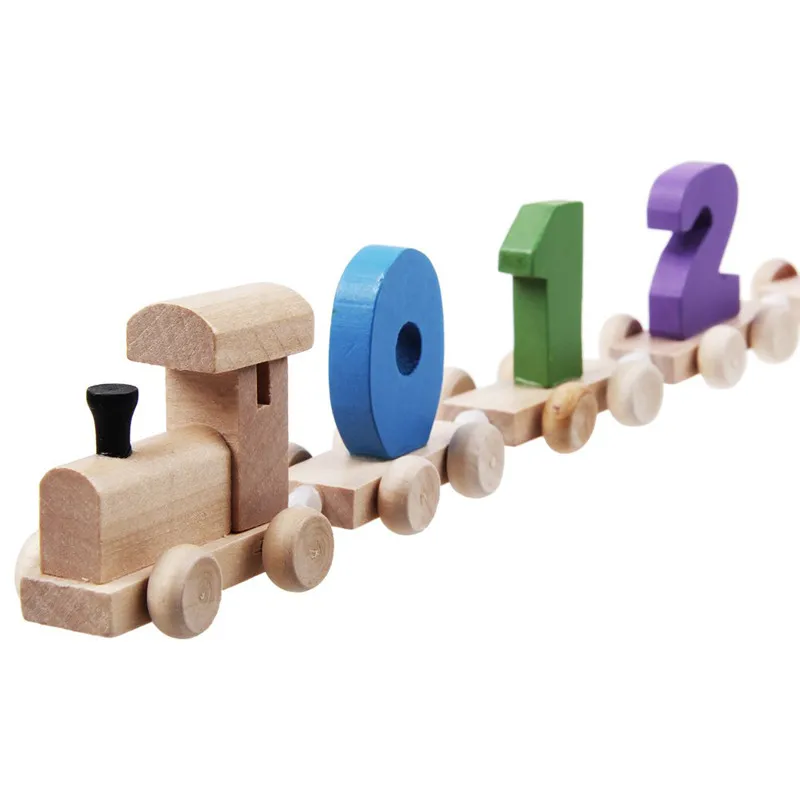 1 Набор, мини деревянный поезд, игрушка с большим цифровым номером, деревянный поезд, фигурки железной дороги, детская развивающая Игрушечная модель, строительные наборы, игрушки