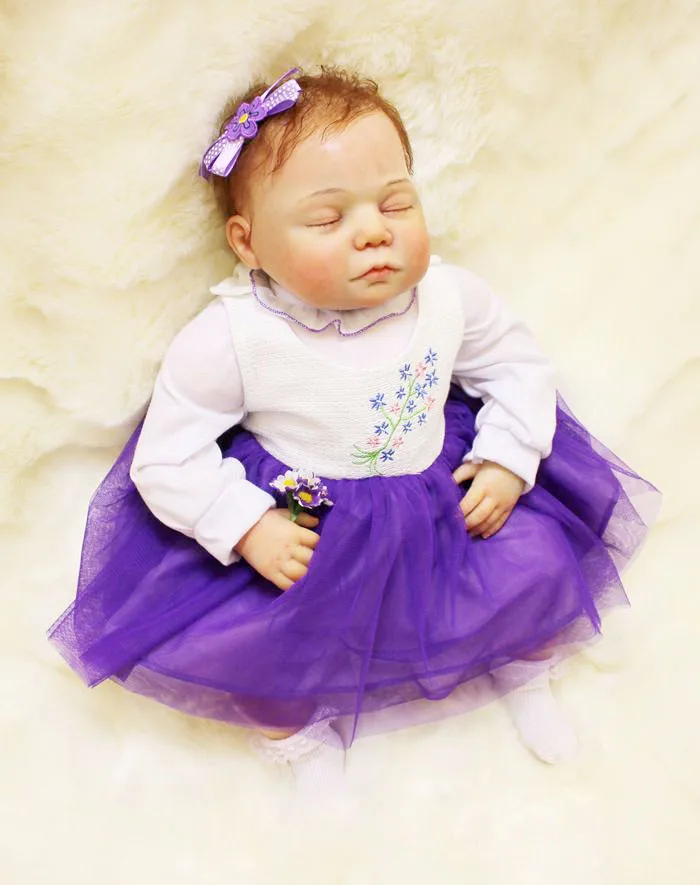 

100% handmade real doll reborn 20" silicone reborn babies with Violet skirt high quality children bebe gift reborn dolls