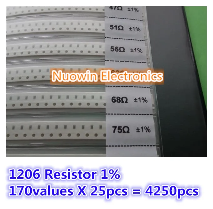 1206 SMD книга образцов резисторов 1% Допуск 170valuesx25 шт. = 4250 комплект 0R ~ 10M 10M|resistor