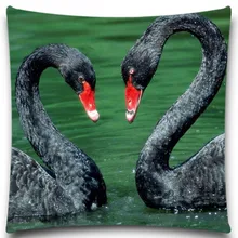 Funda de almohada decorativa con patrón de cisne negro Funda de cojín cuadrada de algodón y poliéster Vintage Retro de 18 pulgadas y 5 tamaños