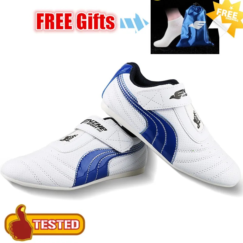 

Hotsale Child Adult Taekwondo shoes free bag & Socks WTF PU leather Breathable Wear-resistant kicking boxing karate TKD Shoes
