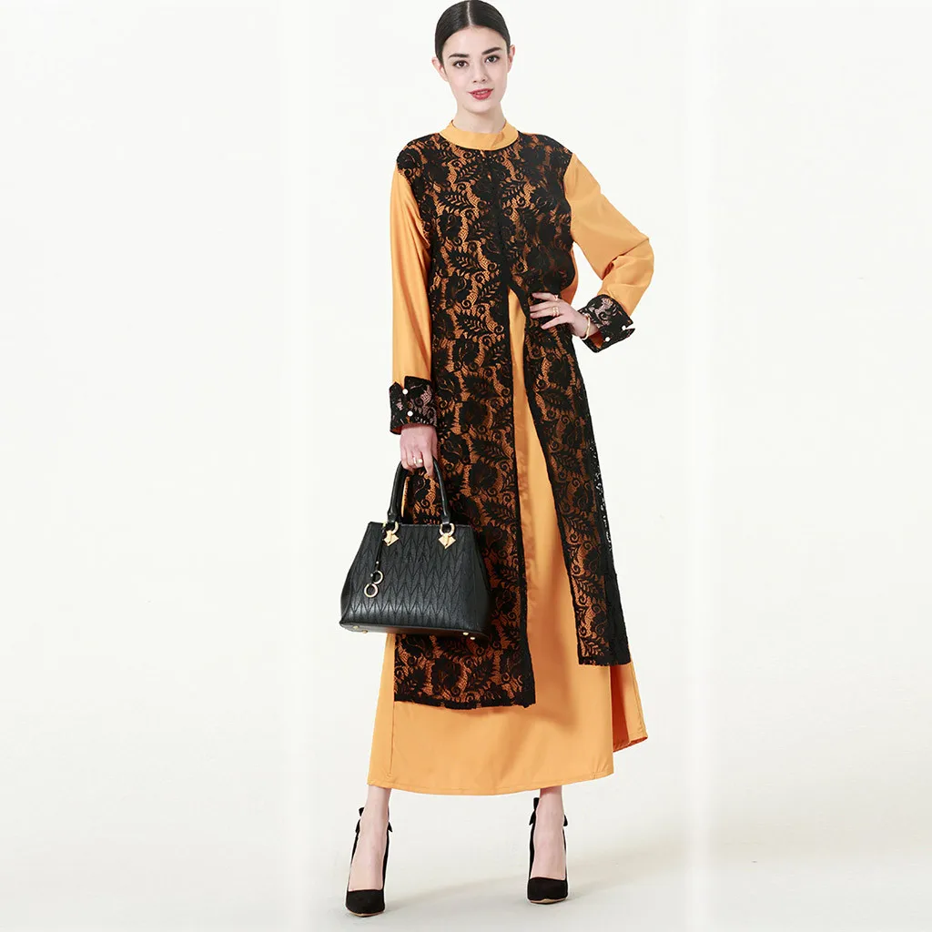 Ресс Повседневный кафтан длинное платье Исламская одежда мусульманская женская длинное платье макси абайя, кафтан джилбаб исламское