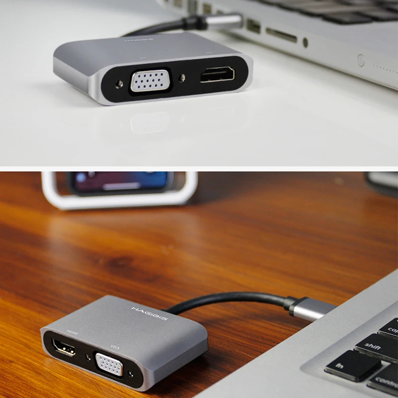 Hagibis USB 3.0 to HDMI-compatible VGA Adapter 1080P Multi-Display 2in1 USB to HDMI-compatible Converter for Windows 7/8/10 OS hdmi to vga adapter