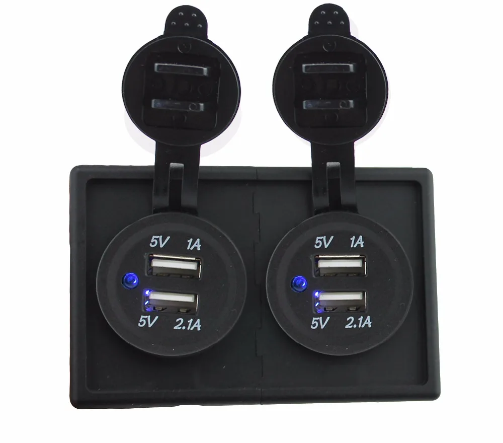 

IZTOSS 12V/24V 2PCS 3.1A USB power socket with housing holder panel for car boat truck RV