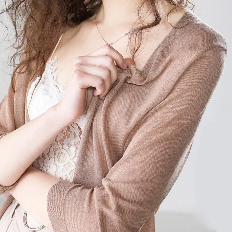 

2019 spring Korean elegant temperament women cardigan summer V neck loose large size women's sunscreen shirt Beach trench coat