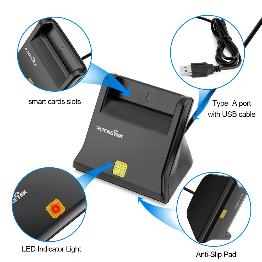 Rocketek USB 2 0 считыватель смарт карт CAC ID/банковская карта sim cloner разъем кардридер