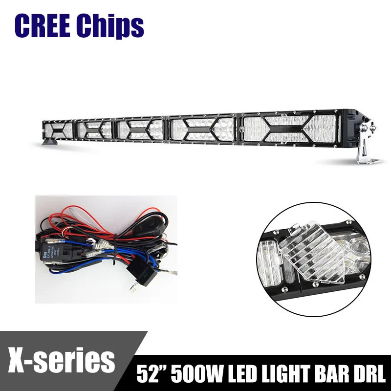 

X-series CREE Chips LED Light Bar 500W 52 Inch Dual Row DRL Combo Beam Eagle Eye LED Bars Work Lights 4x4 4WD Offroad 12V ATV