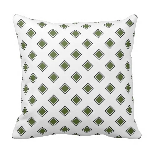 Throw Pillow Cover Dark Olive Green Geometric Design Fashionable Pillow
