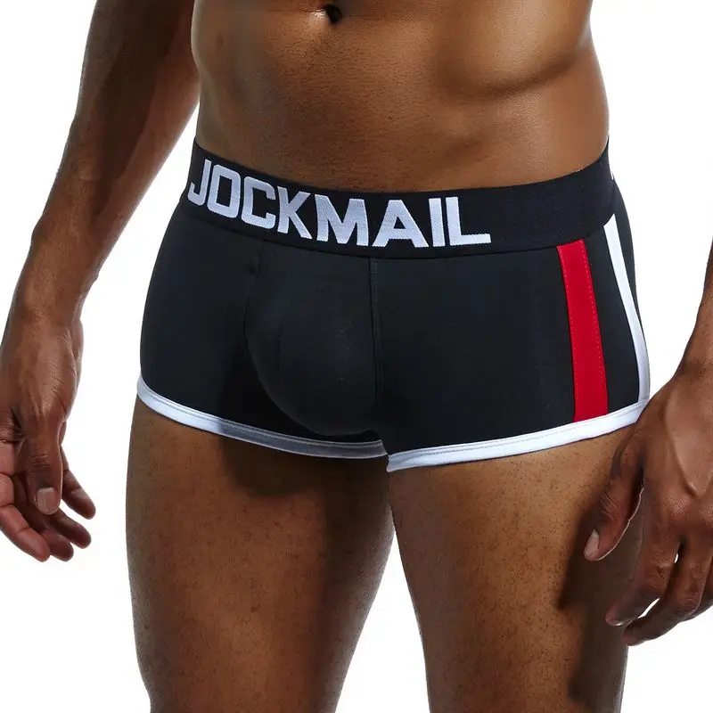 JOCKMAIL Брендовое сексуальное мужское нижнее белье с подкладкой, мужские боксеры, усиление выпуклости, боксерские шорты, Гей Нижнее белье, подарок, Передняя съемная чашка пуш-ап