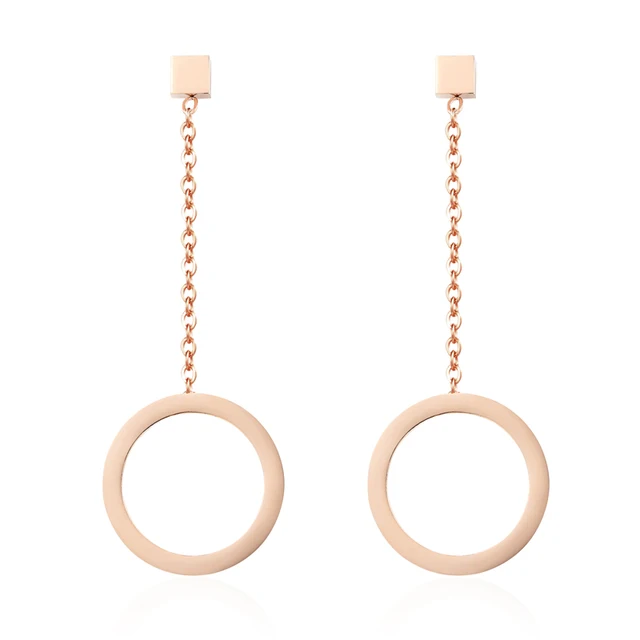 Fashion Two Style Rose Gold Color Earring Enamel Roman Mumeral Hanging 