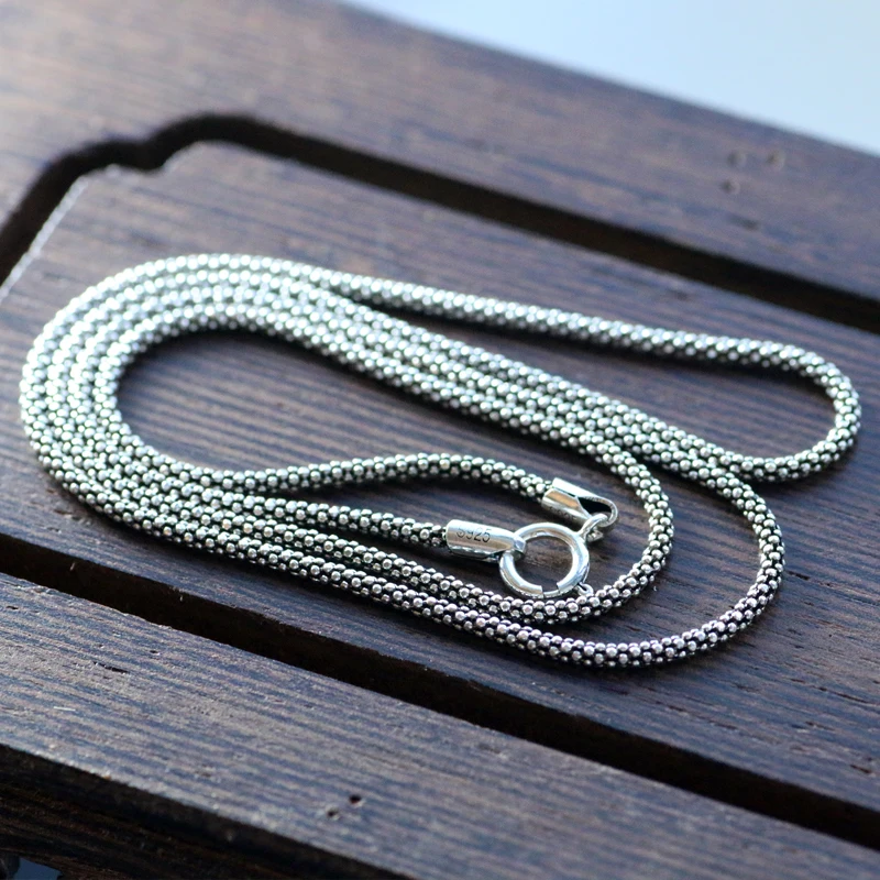 

DXJEL Genuine 100% Real Pure Sterling 925 Silver Chain Classic Popcorn Chain Necklace for Women Men Jewelry Dropshipping 2018