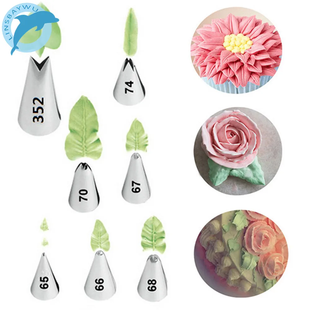 

LINSBAYWU 1 Pc/7 pcs Leaves Cream Tips Stainless Steel Icing Piping Nozzles Cake Decorating Cupcake Pastry Tools