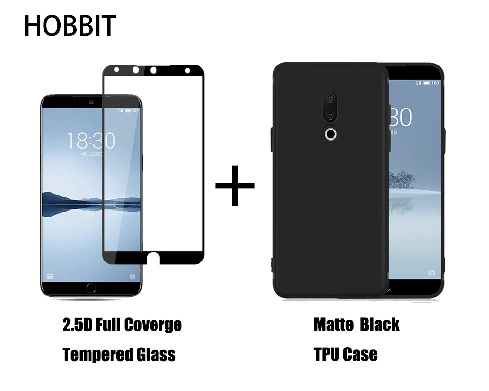 

For Meizu 15 / 15 Plus / 15 Lite M15 Matte Black Soft TPU Back Cover Case 9H 0.3mm Full Coverage Tempered Glass Film for Meizu