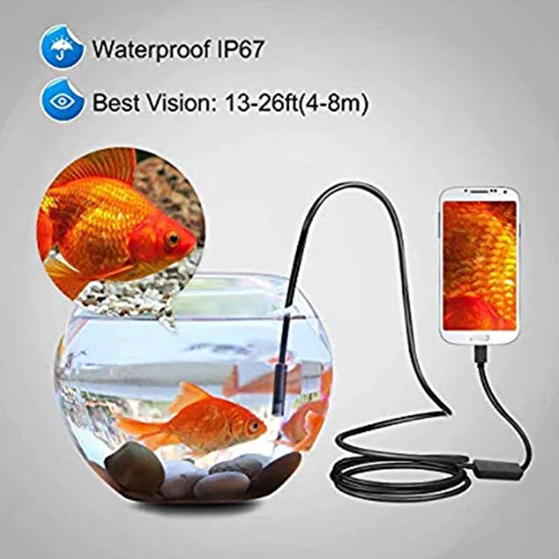 Android эндоскоп камера мини USB Borescopes 480 P 1 м-2 м змея мягкая проволока Led освещение Инспекционная камера ремонт автомобиля