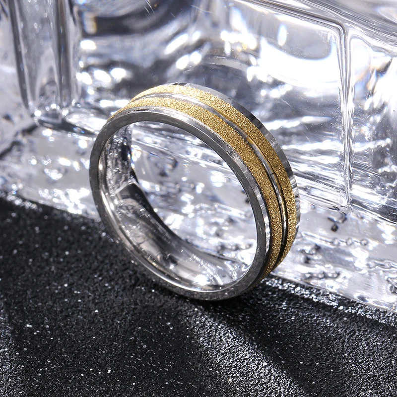 6 мм Панк Рок Стиль Цвет серебристый, золотой цвет кольцо Мужская мода коренастый палец Bling кольца из титана и стали