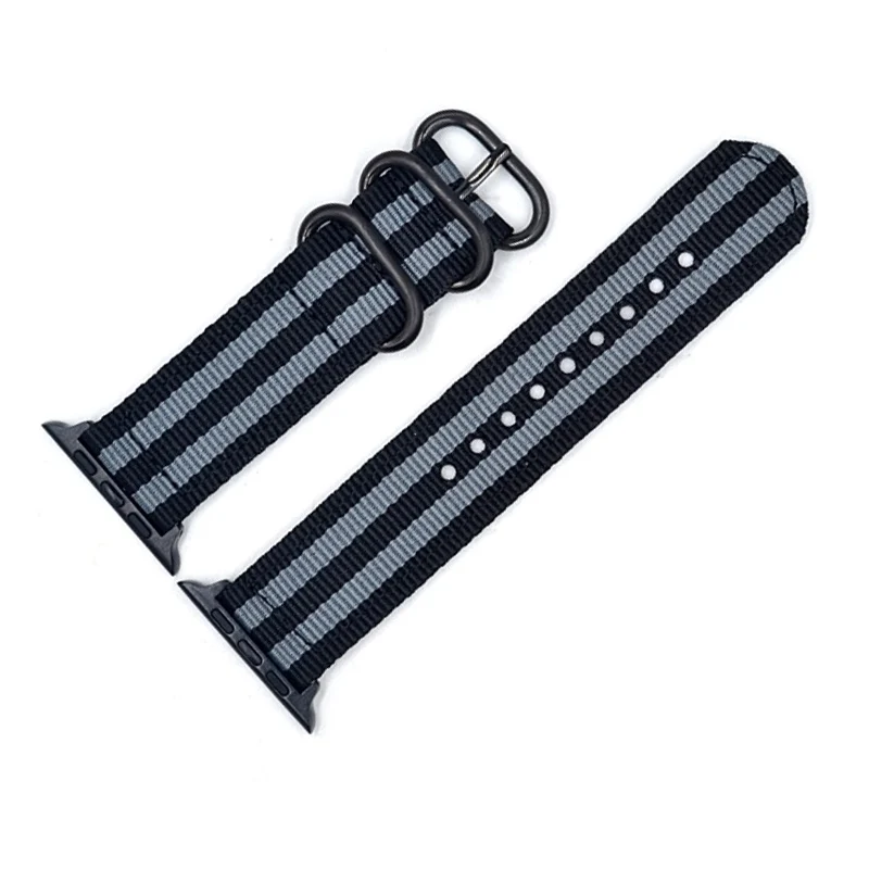 BUMVOR Woven Nylon band strap for apple watch band 44/40/42/38 mm sport fabric nylon bracelet watchband for iwatch 4/3/2/1 black