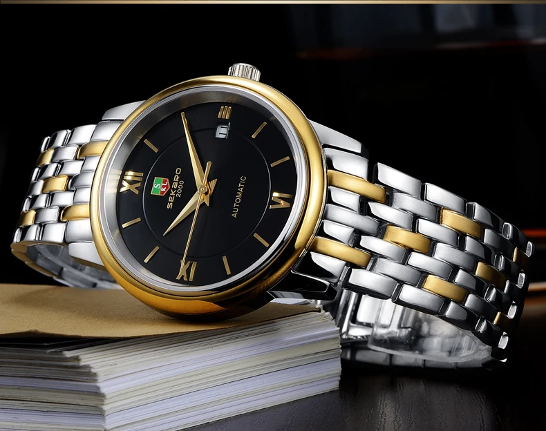 SEKARO 6028 Switzerland часы мужские люксовый Бренд Le Locle классические часы автоматические механические в форме ивы коричневые из натуральной кожи