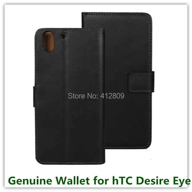 

1PCS Black Genuine Leather Stand Wallet Pouch Cover Case for hTC Desire Eye 5.2" with ID Card Holder Phone Bag Free