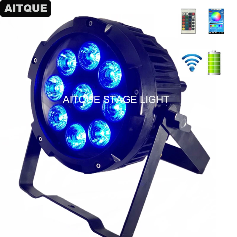 

4pcs Led spot light outdoor stage light 9X12W rgbwa uv WIFI batteries powered wireless outdoor spotlight par led ip65