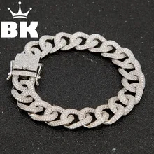 12 мм Медь панцирного плетения кубинский браслет льдом CZ 7 дюймов/8 дюймов браслет золотой серебряный Цвет для Для мужчин Роскошные застежка Прямая