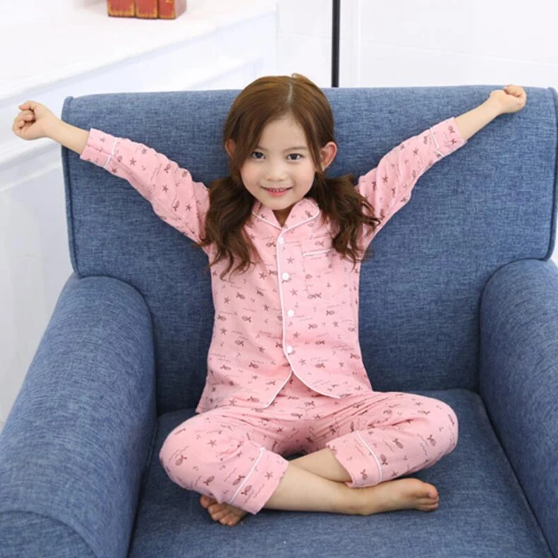 

Children Clothes Cotton Cartoon Long Sleeve Pyjamas Kids 2 Pcs Sets Uanisex Nightwear Underwear Baby Girls Boys Pajamas Enfant