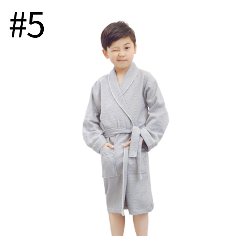 1piece Robes Lace-up Kids Robes Soft Children's Bathrobes Cotton Sleepwears Kids Pajamas Kids Homewear Solid Color Sleepwears - Цвет: style5 M