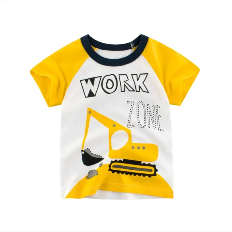 2-8 Years Boys T Shirt Summer Cotton Short Sleeves Cute Forklift Kids Shirts Boy Tops Children Clothing Boys Casual Clothes - Color: T9250 yellow