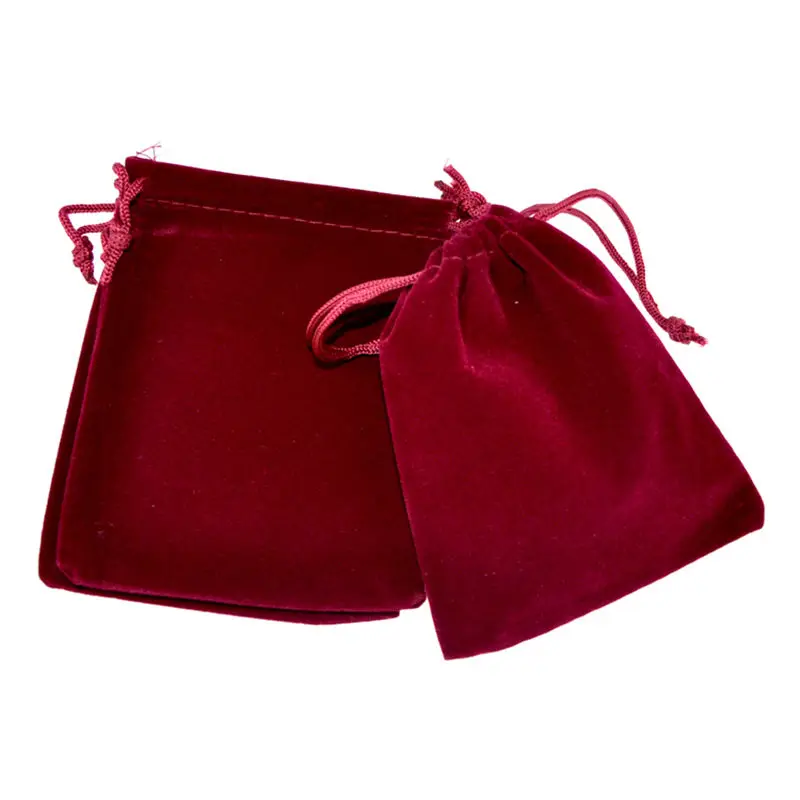 50pcs 7x9cm Jewelry Packing Velvet bag Dark Red color Velvet Drawstring