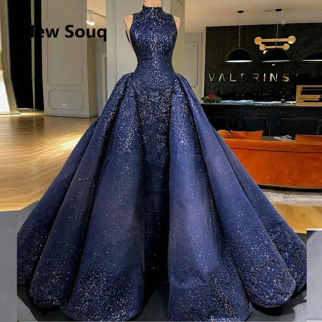 Navy Blue Halter V-neckline Long Sweet 16 Dresses, Tulle Formal Gowns | Ball  gowns, Ball gowns prom, Backless prom dresses