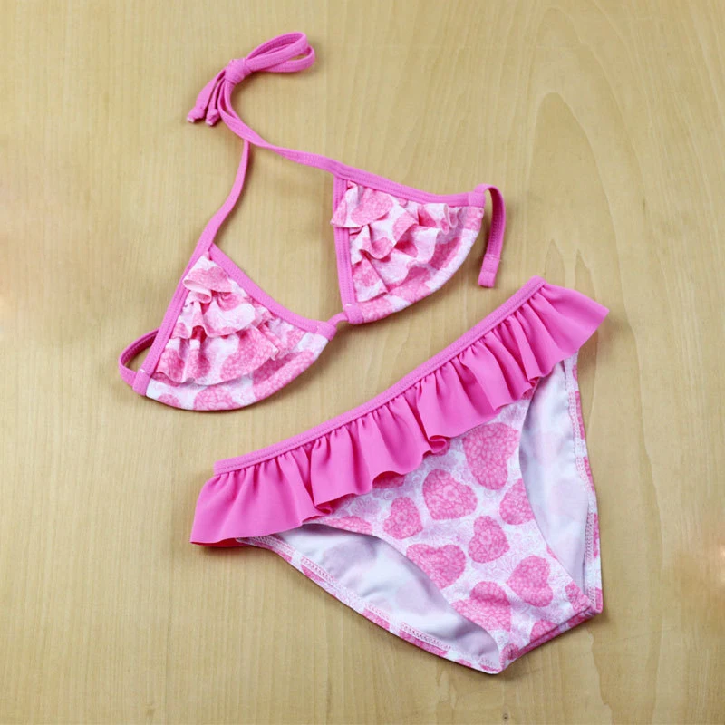 Baby Girls Swimwear Girl Two Pieces Kids Bikini 8-14Y Children Swimwear with Flower Pattern