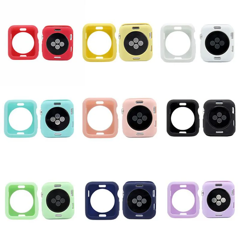 

Candy Silicone TPU Soft Case Shell Protective Frame Protector For iwatch Apple Watch Series 3/2/1 38mm/42mm Back Bumper Cover