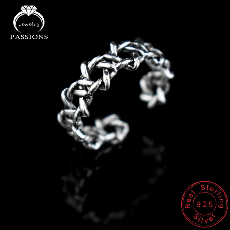 

Wholesale Jewelry Antique Silver Plate Rings Resizable Vintage Woven Rings For Women Punk Style Bague Rings For Girl&Lady