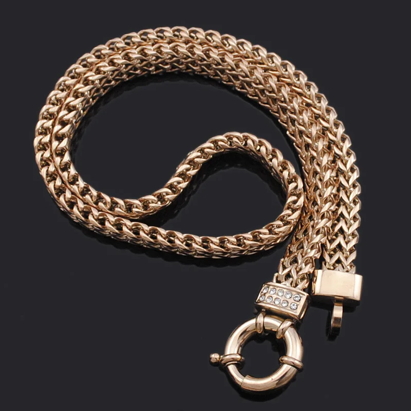 

ATGO New Arrival Stainless Steel Necklace Round Clasp Polished Double Chain Women Necklace Jewellery High Quality BN460