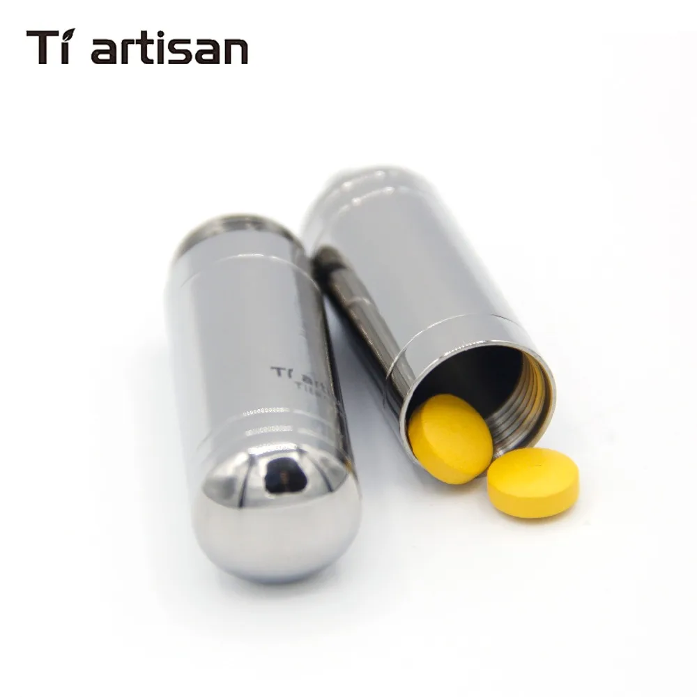 Ti artisan Titanium Portable Sealed Pill Case Container Waterproof Storage for Outdoor Camping 3 Colour Optional
