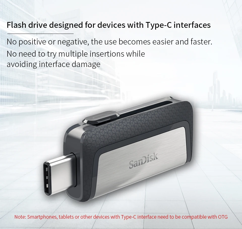 Sandisk type-c USB 3,1 флеш-накопитель двойной OTG usb флеш-накопитель многоцелевой usb флеш-накопитель 32 Гб 64 Гб 128 ГБ