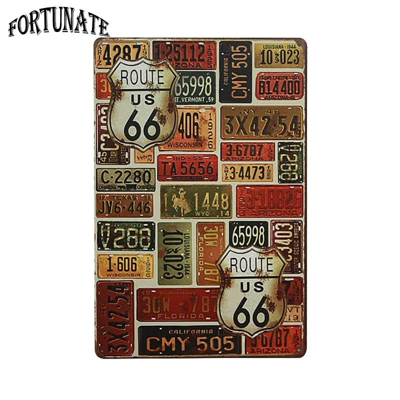 Hot 66 Route Drink And Beer Sign Metal Signs Home Decor Vintage Tin Signs Pub Vintage Decorative Plates Metal Wall Art Plaques