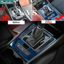 Tonlinker 2 Pcs DIY Car Styling stainless steel Gear position Decorative panel Cover Case Stickers For SKODA SUPERB 2016-17