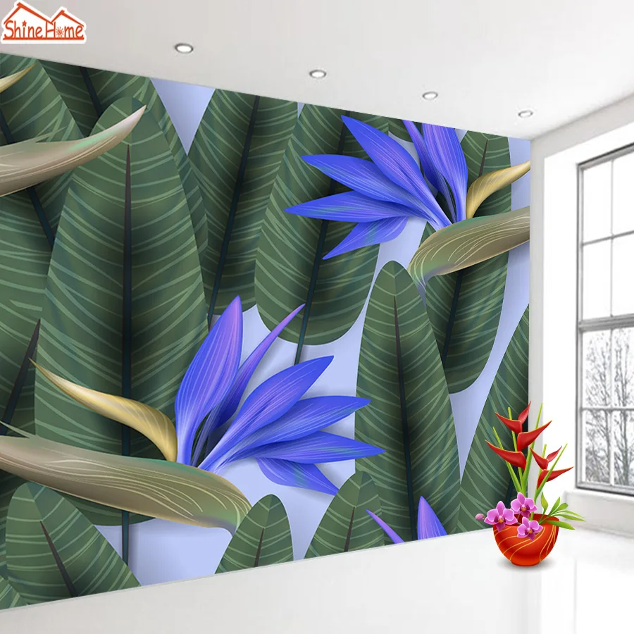 

ShineHome-Retro Custom 3d Wallpapers for 3 d Dinning Living Room Grils Banana Leaf Wall Paper Mural Roll Wallpaper TV Home Decor