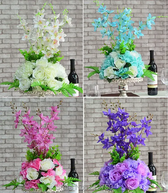 19 Colors Tall 50cm White Pink Purple Blue Artificial Rose Hydrangea 19 Colors Tall 50cm White Pink Purple Blue Artificial Rose Hydrangea Flowers Wedding Decoration Centerpiece Pedestal