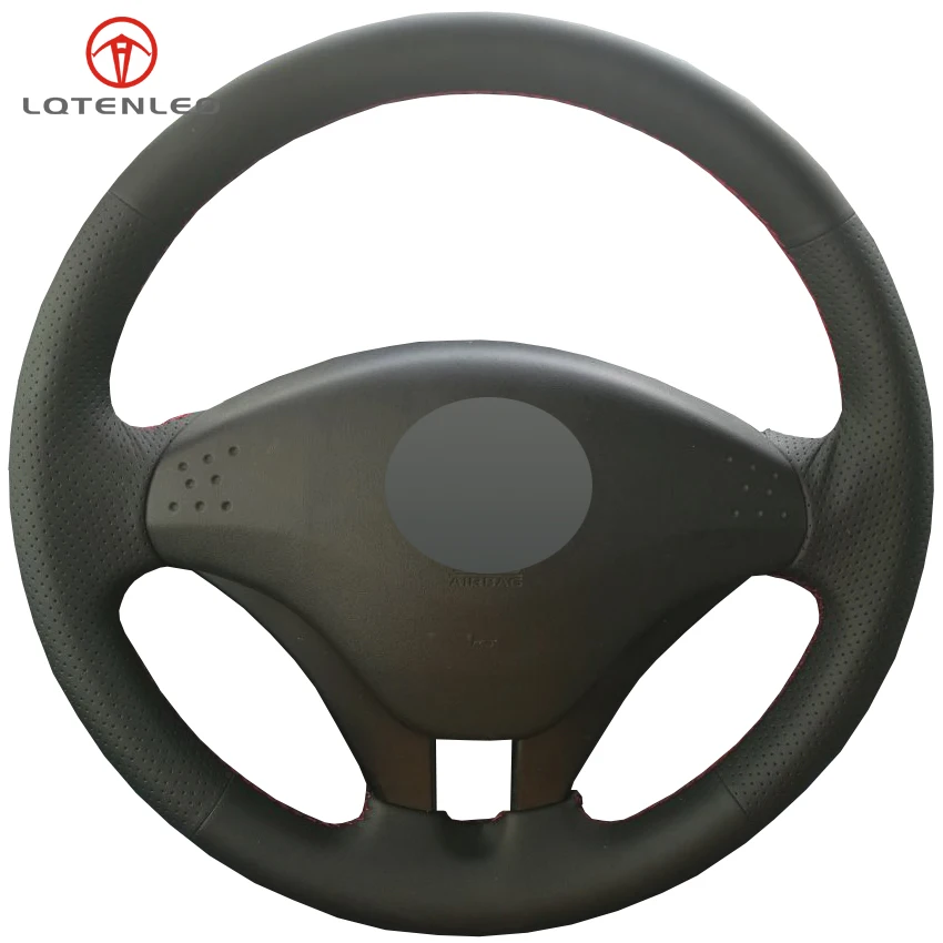 

LQTENLEO Black Genuine Leather DIY Hand-stitched Car Steering Wheel Cover For Mitsubishi Pajero 2008-2011 V73 2011 L200