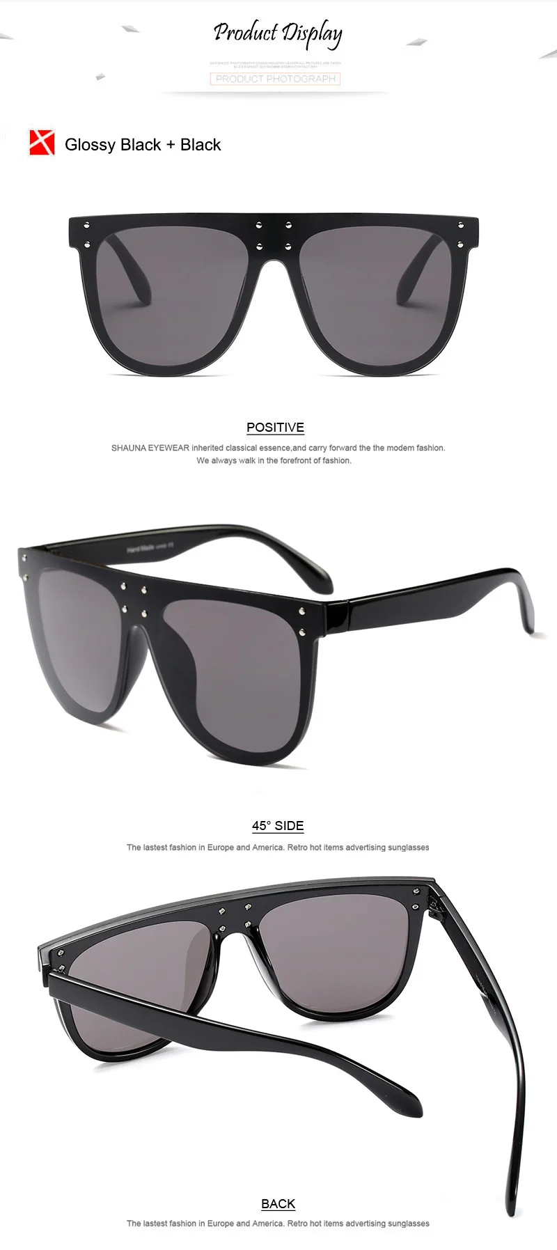 Шауна негабаритный гвозди в стиле ретро украшения женские солнцезащитные очки Брендовые дизайнерские модные мужские интегрированные линзы оттенков UV400