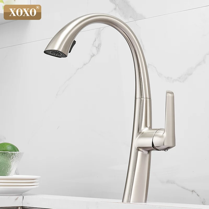  XOXO Kitchen Faucet Pull Out Cold and hot Chrome Kitchen Tap Single Handle 360 Degree Water Mixer T - 33027937246