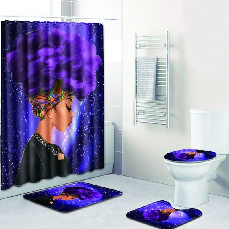 4 шт набор/цифровая печать водонепроницаемый Душ занавес набор не скользящий ковер ванная комната коврик для ванной комнаты - Цвет: 04