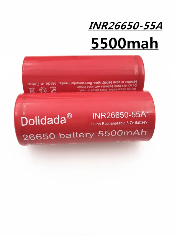 

Dolidada 26650 battery 5500mah Battery 26650 Li-ion 3.7v Rechargeable Battery for Flashlight Electric tool 20A 26650Battery