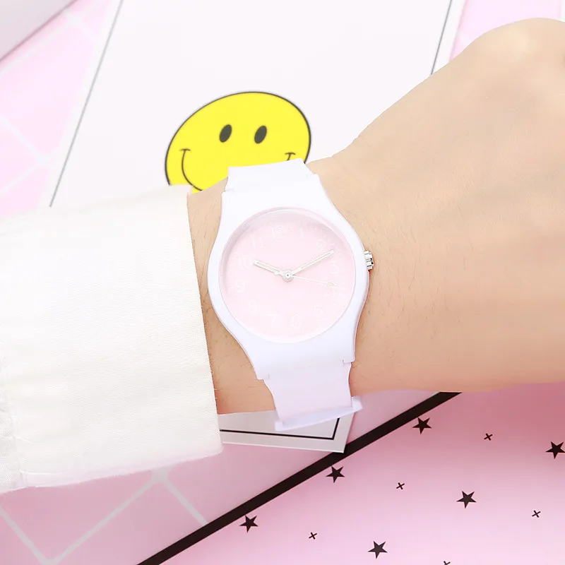 CIOFA брендовые новые модные простые часы с циферблатом в стиле Харадзюку розовые детские часы для мальчиков и девочек водонепроницаемые спортивные часы
