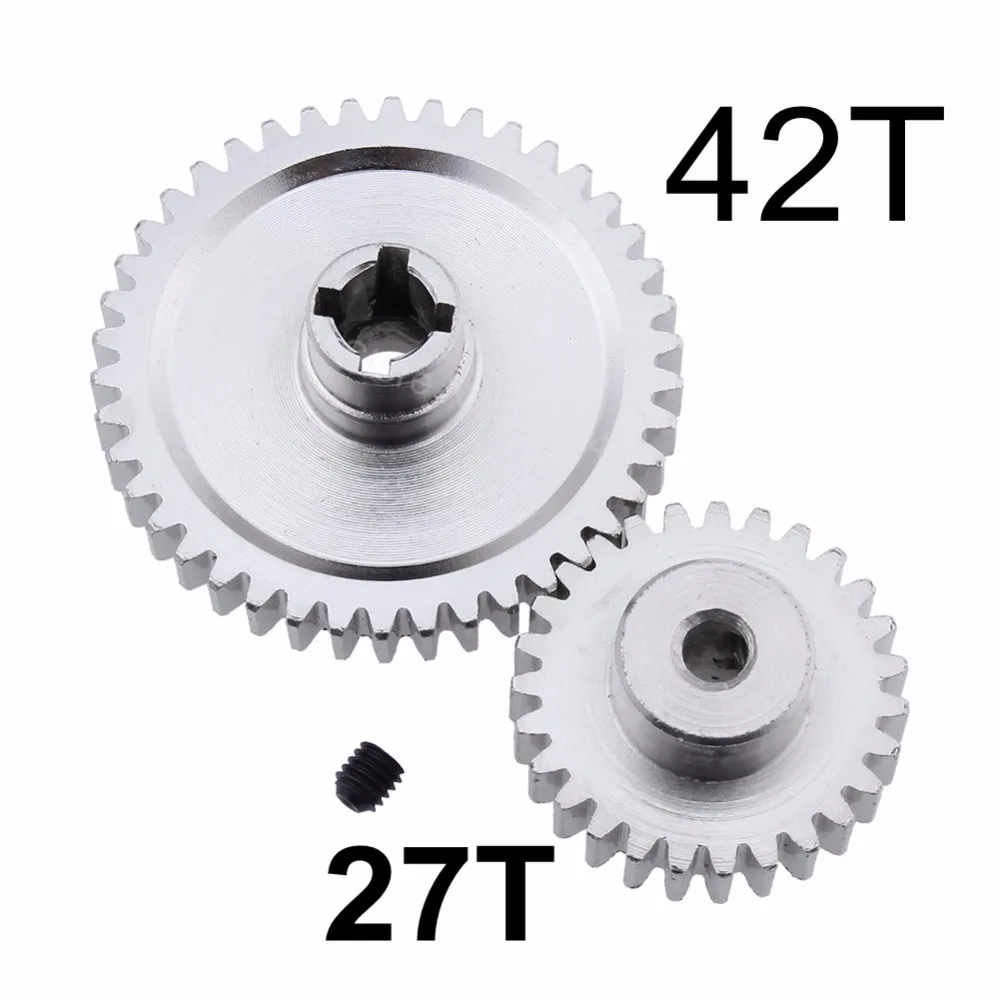 Metal Diff Main Gear 42T Spur Reduction + 27T Pinion Gear For 1/18