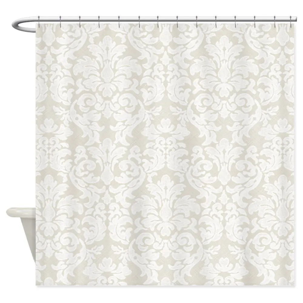 lace pattern white beige Shower Curtain Decorative Fabric Shower