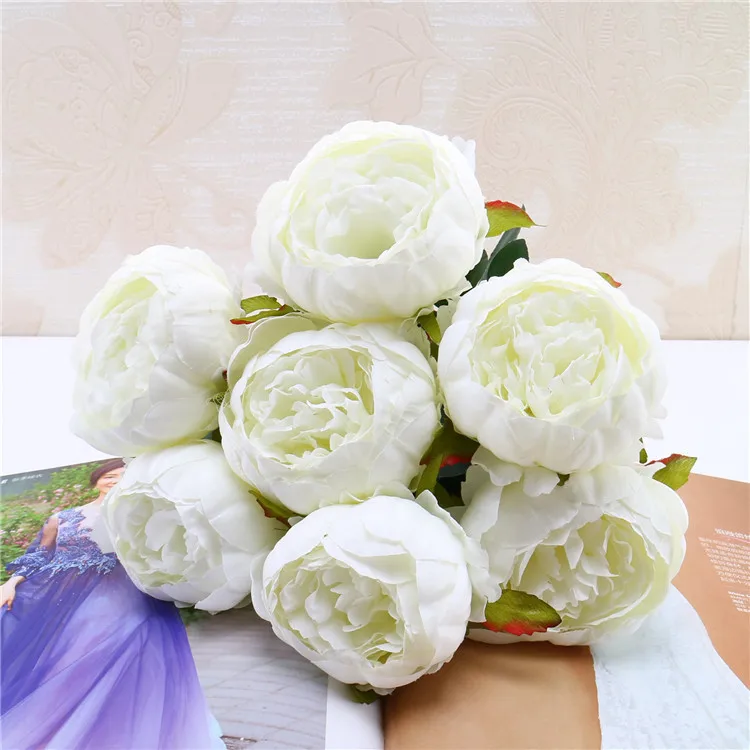 7 heads/bunch Artificial Peony Flowers for Wedding Bouquet Fake Flower for Home Garden Party Decoration DIY Bride Wreath Garland 