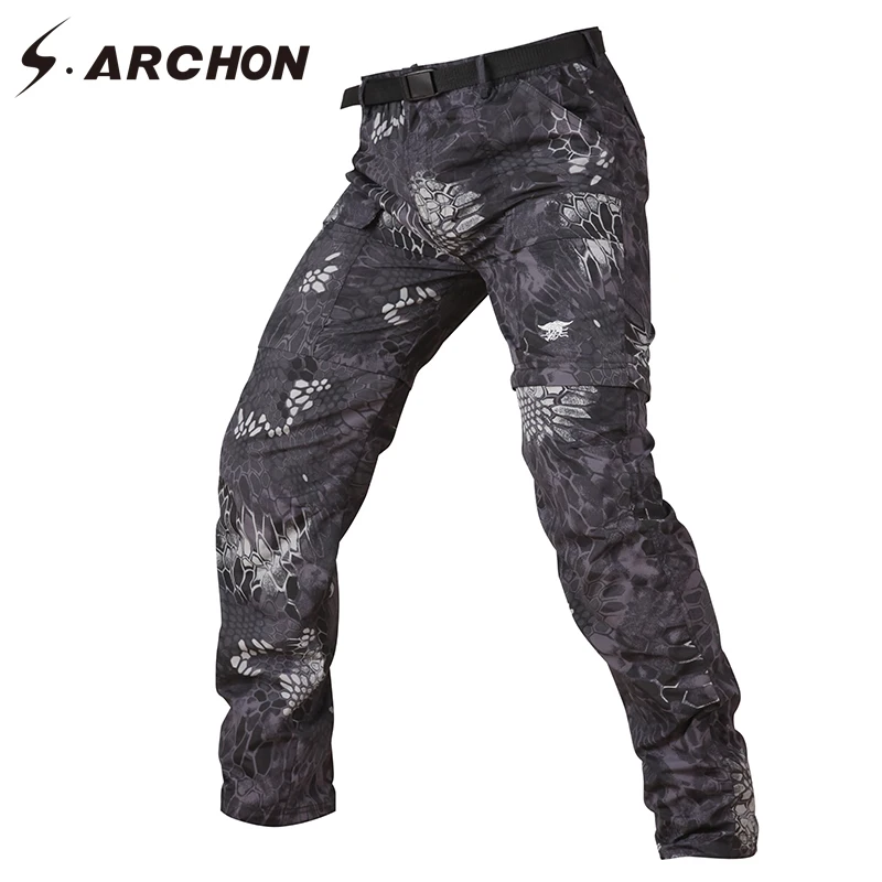 S.ARCHON Summer Quick Dry Detachable Tactical Pants Men Removable Knee Length Military Camouflage P