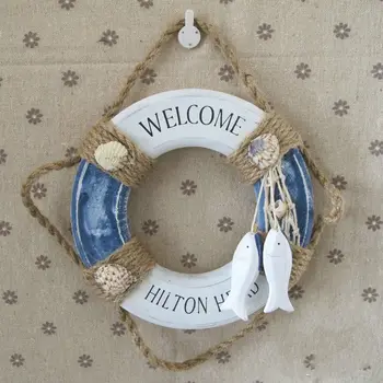

Welcome to Hilton Head Handcrafted Wood Rudder Ship Wheel Nautical Beach Decor